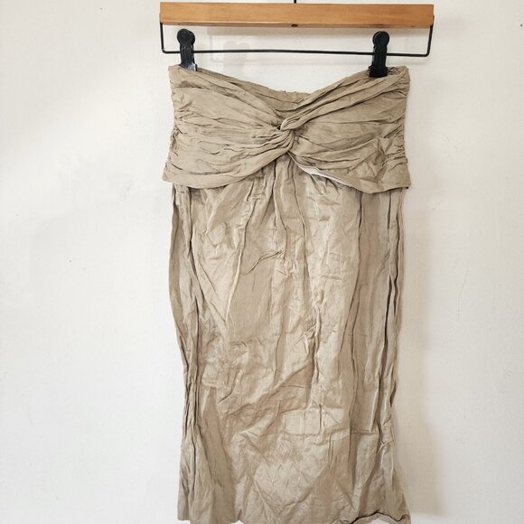 Burberry Gold Strapless Dress Size 4 Back Zip Solid Wrap Front - Picture 4 of 10